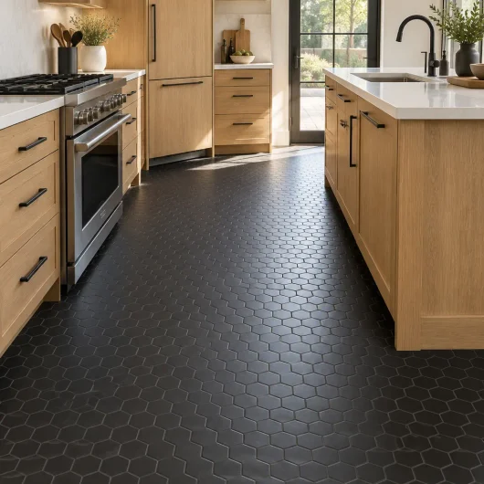 Black Hexagonal Porcelain